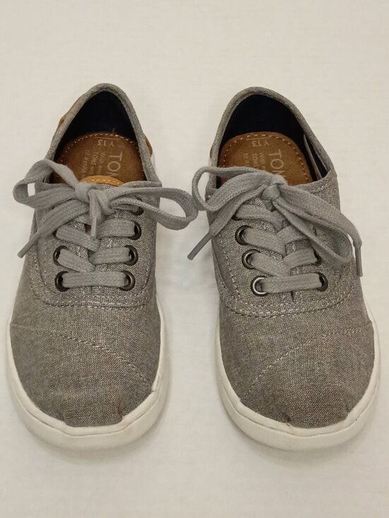 Toms Other - TOMS Youth Cordones Grey Canvas Lace Up Sneakers Size 13